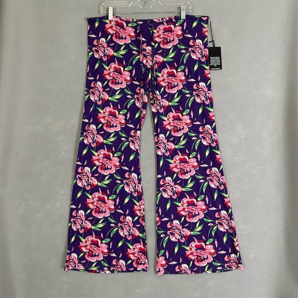 Michael Lauren Pants Women Sz XS Bell Bottom Draw String Lightweight Floral Fun